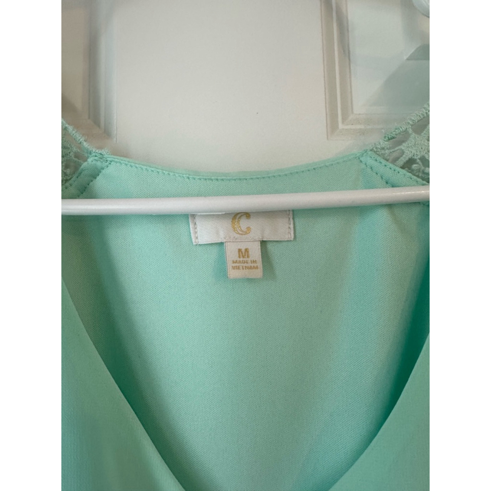 Charming Charlie Short Sleeve Mint Flowy Short Dress - Picture 3 of 6
